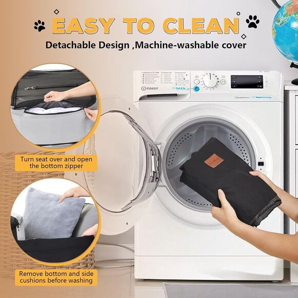 Dog Car Seat Waterproof Booster w Storage Pockets Groom Glove Small Black Gray - Picture 5 of 16